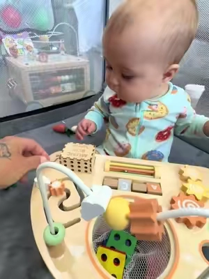 The best Montessori activity table! She will play with this for a very long time independently! #babytoys #activitytable #montessoritoys #tiktokshopsummersale #tiktokshopbacktoschool 