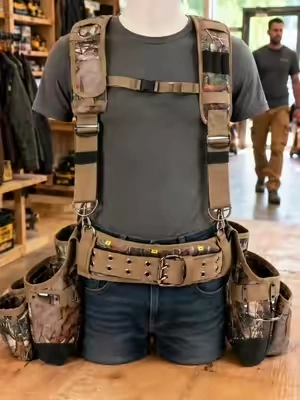 Cinturón de herramienta de camuflaje MELOTOUGH con tirantes Bolsa de herramientas de camuflaje Supenders Framers Comb Cinturón de herramientas de delantal, bolsas de herramientas de construcción, tirantes Plataforma de suspensión de carpintero de alta resistencia para electricista #MELOTOUGH Camo #Tool Belt with #herramientas #trabajo #work 
