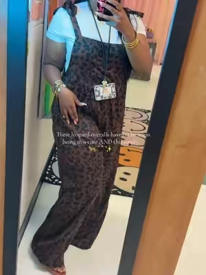 I fear TikTok Shop ate with these leopard overalls. 😮‍💨 The compliments started before first period… these overalls did not disappoint. 🥰 #Romper #TeacherOOTD #LeopardPrint #OOTD #WorkWearInspo 