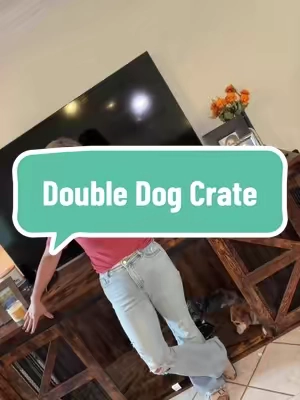 POV: You finally found a TV stand that hides the dog crates without sacrificing your living room aesthetic. 🐶🤎 Farmhouse style, extra storage, and a cozy space for your pups all in one piece. This is one of those home upgrades that’s actually worth the hype #FarmhouseDecor #FarmhouseStyle #DogCrateFurniture #DogMom #PetFriendlyHome