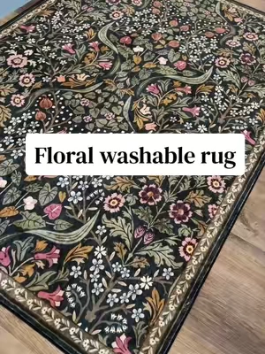 This is the Dark Green of the floral washable rug 🌹 🍃. It adds so much depth and texture to my entryway- I love it! #entrywaydecor #washablerug #rug #entryway #interiordesign 