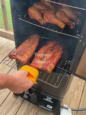 My husband loves this thing #smoker #smokingmeats #affordablegrill #bbqsmoker #propanesmoker 