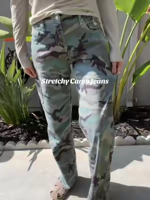 Comfortable & stylish 🍂 #camopants #falloutfits #womensjeans #stretchyjeans #camojeans 