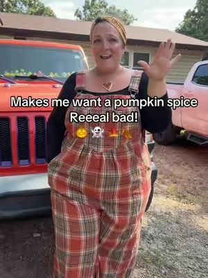 You look like Falloween…  #pumpkinspice #midsizefashion #fallfit #flannel #overalls 