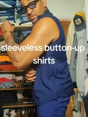 sleeveless button-up shirt three pack some already Beach ready breathable lightweight casual look #sleevelessshirt #summershirts #breathablebuttondowns #sleevelessbuttonup #threepackshirts 