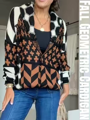 Why did I wait this long to get this color combo?! It’s perfection 🤎🖤 #cardigan #oversizedcardigan #fallstyle #geometriccardigan #comfystyle