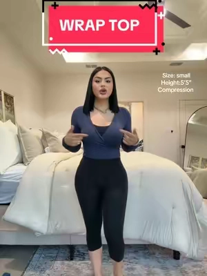 Covered, compressed and a snatched waist!!!!! Guuuuuurl this wrap top is EVERYTHING 🤩 love that you can wear this to so many places. Go to Pilates, go to work, go to brunch, go on a date night! The v neck is so good and the quality is 10/10 buttery soft, great stretch and the best comfy compression 👏🏼 #wraptop #worktops #compressionshirt #backtoschool #topsforwomen 