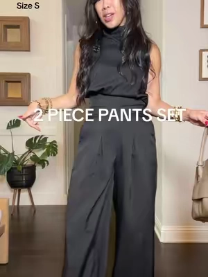 Quiet luxury without the luxury price. 🤍 If you like the look and don’t mind the material, this is a good option at a lower 💵. This set features a flattering high-neck top, high-waisted wide-leg pants, and pockets for the perfect polished look. Dress it up for weddings, work, date night, or special events—an effortlessly chic outfit you’ll reach for again and again. #twopieceset #matchingset #widelegpants #elegantstyle #quietluxury