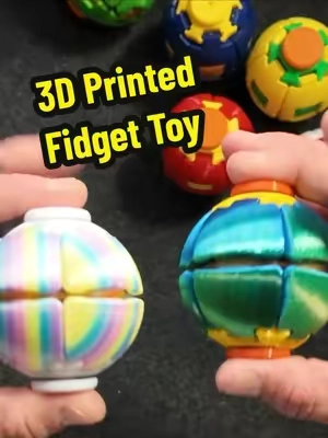 Looking for a fun little desk toy or stocking stuffer? The Hotfree Press-to-Spin 3D printed fidget ball is satisfying to use, helps keep your hands busy, and is great for staying focused or relieving stress. Makes an awesome gift for kids and adults alike! #FidgetToy #EDC #StressRelief #GiftIdeas #DeskSetup 