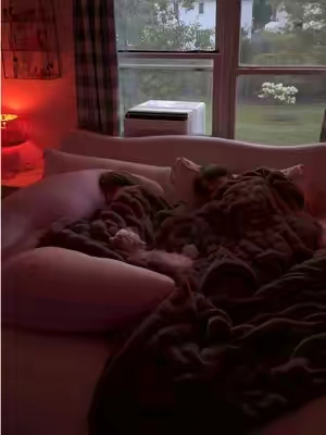 we tried to take a quick nap but our bed was way too comfortable                 #cozy #bedding #sleep #bed #fall   