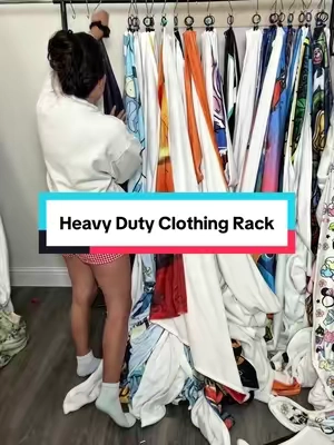 No closet, no worries.  #clothingrack #heavyduty #closetorganization #noclosetspace #tiktokbacktoschool 