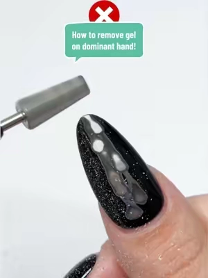 How to remove gel on dominant hand! Right speed, right bit, and using the right part of the bit for each nail area! 👉🏻Check my shop! #melodysusie #nailremover #naildrill#nailtools #nailbeginner 