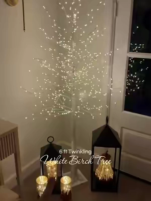 6 ft twinkling white birch tree - twinkle lights tree - white birch tree - fairy lights tree - twinkling tree - birch tree - lighted birch tree #TikTokshopcreatorpicks #homefinds #cozyseason #cozyvibes 