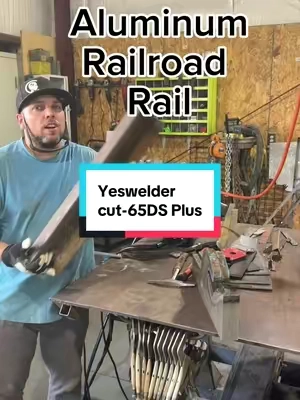 Replying to @Th3_Horseman got an aluminum railroad rail for ya. #plasmacutting #metalfabrication #welding #yeswelder 