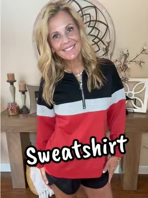 I’m in a small in this cute color block sweatshirt from @Imily Bela Apparel #tiktokshop #fallfashiontrends #fall #falloutfits #falldealsforyou 