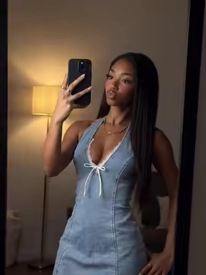 #halter #denimdress #SummerFit #OOTD #casualoutfit 💗