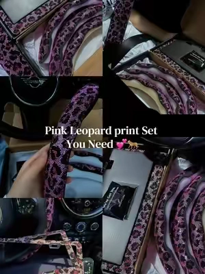 Just a leopard girl ✨💕🎀 #fyp #caraccessories #steeringwheelcover #GirlsDriveWithQueensland #girlycaraccessories 