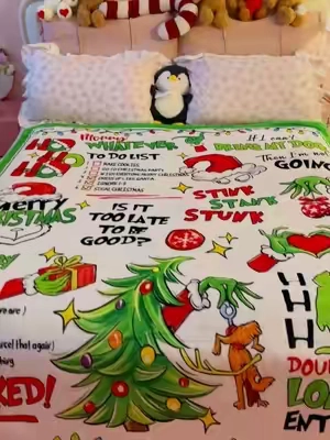 Grinch  Christmas blanket！#FunnyGrinch #ChristmasVibes #HolidayBlanket#TikTokShopDealsforYouDays#ChristmasGift