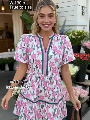 This floral dress is giving the cutest summer vibe 🌸 The sleeves and pockets are everything! #floraldress #summerdress #OOTD #feminineoutfit #tiktokmademebuyit
