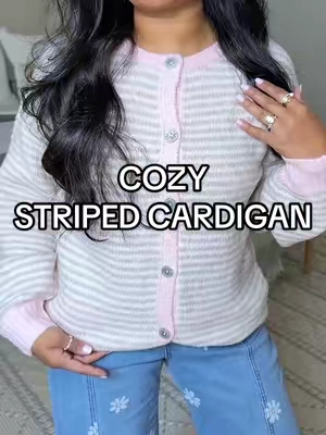 Striped, cozy cardigan 🍂🍁 #cardigan #cozysweater #falloutfit #comfysweater #backtoschool @Cicy Bell shop 