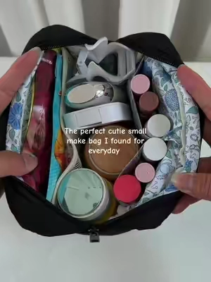 Love it! Fits all my makeup and makes it so easy to take it everywhere! #pouchbag #makeupbag #cosmeticbag #travelbag #travelhack 