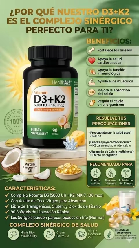 Sinceramente, antes me sentía cansado todo el tiempo y con bajas defensas, especialmente durante los meses con poco sol. Decidí probar HealthA2Z Vitamin D3+K2 y el cambio fue increíble. Al poco tiempo, empecé a sentir mucha más energía durante el día y una gran mejora en mi bienestar general. Lo que marco la diferencia para mí fue la combinación de D3 con K2 y el aceite de coco virgen, que ayuda a que el cuerpo la absorba muchísimo mejor. Además, el frasco ámbar realmente mantiene el producto fresco y efectivo hasta la última cápsula. ¡Si sientes que a tu cuerpo le falta ese impulso, de verdad te lo recomiendo!#summervibes☀️ #tiktokshop #tiktokshopsummerturnup #VitaminaD3 #Vitaminak2 