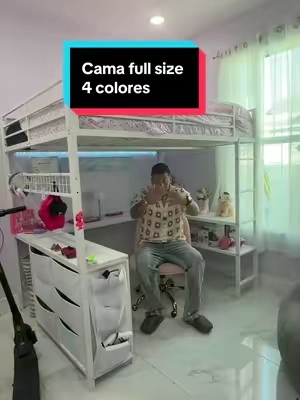 [SummerSale] Sikaic Full Size Loft Bed with U-Shaped Desk, 6 Storage Drawers, LED Lights & Charging Station, Metal Loft Bed Frame with 2 Storage Shelves, Safety Guardrails and Ladders, Space-Saving Bed for Teens, White, Home Furniture, Dorm Essentials ##tiktokshopsummersale##tiktokbacktoschool