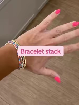 These are so pretty and saved me a bunch of money. #braceletstacking #goldbraceletstack #TikTokshopbacktoschool #goldplatedjewelry 