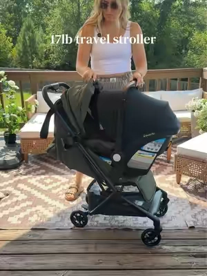 The ULTIMATE lightweight, compact travel stroller where you get all the bells and whistles of a full-size stroller but don’t have to compromise weight or size. I know this is technically a travel stroller but it’s about to be my new full-time stroller 😍 by the way, the infant car seat adapter is ✨sold separately✨ #compactstroller #travelsystem #travelstroller #babyregistry #travelingwithbabies 