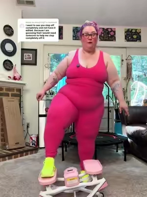 Replying to @larss24321 This is a great leg, core and glute workout! You can even incorporate your arms. HOTWAVE Rocking Stepper ✨ #rockingstepper #stairstepper #plussizefitness #homeworkout #fullbodyworkout 