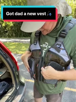 He never would have bought it for himself 😂 #fishing #fishingwithdad #giftfordad #fishinglife #fishingvest @bassdash