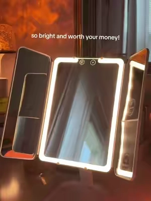 i love this! it’s so bright #travelmirror #lightupmirror #travelessentials #girlessentials #affordable 