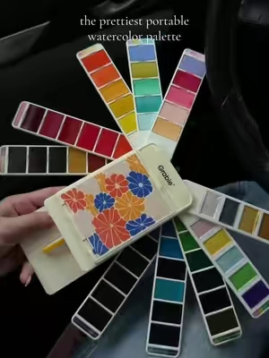 Watercolor palette for on the go 🤩 #watercolor #painting #grabie #TikTokshopbacktoschool #painting 