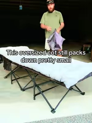 I’ve got the oversized one. It folds down into the carry bag and I just carry the mattress separate. #campingcot #campinggear #camping #outdoorgear #sleepingcot