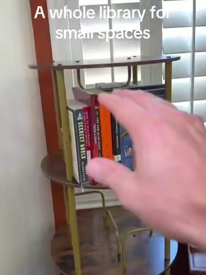 Small space shelving. Best tall shelf for corners. Rotating library shelf. Rotating bookshelf. 