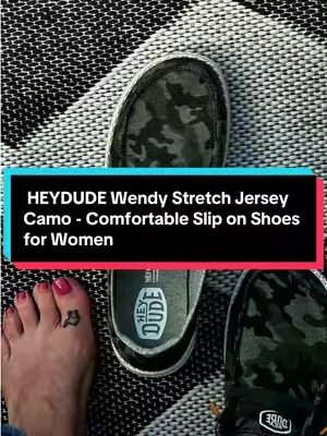 8:7  HEYDUDE Wendy Stretch Jersey Camo - Comfortable Slip on Shoes for Women @HeyDude #TiktokShopCreatorPicks #TikTokshopbacktoschool #heydudenewarrivals 