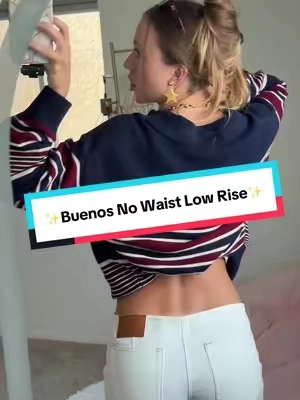 If you love an ultra-low-rise look, these white straight-leg jeans need to be on your radar. #NoWaistPants #LowRiseDenim #WhiteJeans #OOTDInspo #TikTokShop