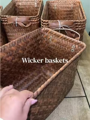I’ve been trying to replace all of my mismatched storage bins, and these handwoven wicker baskets were exactly what I was looking for. They all match, have a rich brown finish with leather handles, and make shelves, closets, and cabinets look so much more organized without feeling cluttered. #wickerbaskets #homeorganization #homedecor #storageideas #organizedhome 