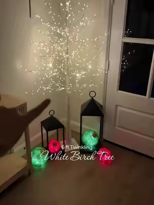 6 ft twinkling white birch tree - twinkle lights birch tree - white birch tree - lighted birch tree - 6 ft white birch tree - twinkle lights tree #TikTokshopcreatorpicks #homefinds #cozyseason #cozyvibes #christmas 