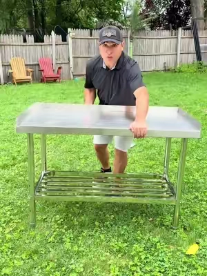 Commercial Stainless Steel Work Table - 3-Sided Backsplash, Adjustable Undershelf, Heavy-Duty Easy-Clean #StanlessSteelTable #WorkTable #TikTokShopCreatorPicks #TikTokshopbacktoschool #TikTokShopSummerSale   