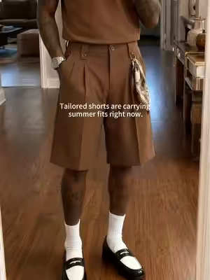 they sit right in that sweet spot between dressed and relaxed #tailoredshorts #summershorts #fitcheck #mensshorts #cleanfit