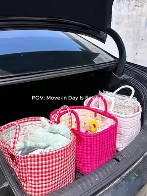 Moving into a dorm soon?Add these to your cart!🛒 🎀 They make packing,carrying,and organizing so much easier.#backtoschoolshopping #collegemoveln #storagebasket #studentlife #backtoschool2026 