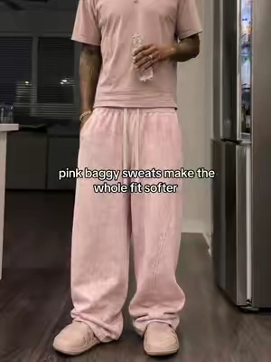 color did enough #sweatpants #pinkpants #baggypants #mensfashion #fyp 