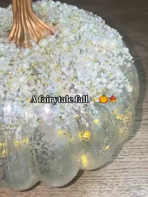 These Mercury glass pumpkins are absolutely stunning with the most incredible detail. They are covered with pearls, sequins and glass beads. They’ve got a six hour timer and turn off on their own and turn on automatically as well. These are a girly girl dream come true! #fallaesthetic #glamdecor #sparkles #falldecor #pumpkindecor 