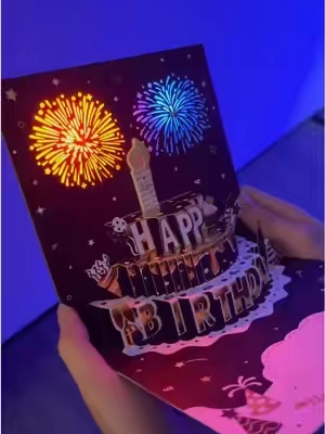 Tarjeta de cumpleaños artesanal INPHER‑ Pastel 3D desplegable con luces, música y efecto de fuegos artificiales, diseño dorado y negro. Un regalo ideal para tu esposo, papá, mamá, abuela o esa persona especial. 🎂 #TarjetaCumpleañosDIY #TarjetaDesplegable #TarjetaMusical #RegaloDeCumpleaños #ParaEsposo