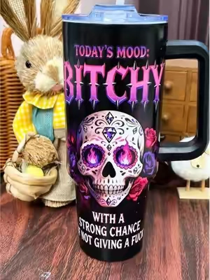 Thistumbleristheultimatemoodstatement!Thesugarskulldesignwithvibrantpinkrosesandthebrutallyhonesttext("Today'sMood:Bitchy")isperfectforthosedayswhenyouneedzeroapologiesandmaximumattitude.#DiaDeLaMadre#RegaloParaMama#termos#tumbler#globalpicks