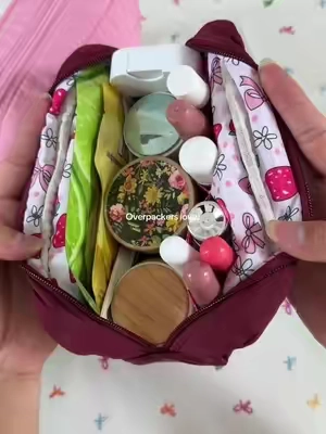 Carrying my whole makeup life in one bag!! 🤫✨ #makeupbag #makeuppouch #everydaymakeup #essentials #everydaycarry 