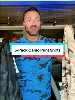This 5-pack of camo print shirts is lightweight, breathable, and moisture-wicking to help keep you cool through tough workouts, outdoor training, or everyday wear. The athletic fit looks great, the fabric dries quickly, and having five colors means you’re covered all week. #mensshirt #camouflage #camostyle #mensstyle #activewear 
