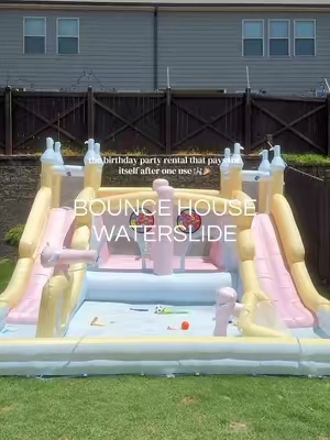 one birthday party rental costs almost as much, but this one stays in the backyard 💦🎉 #bouncehouse #waterslide #birthdaypartyideas #backyardfun #momfinds 
