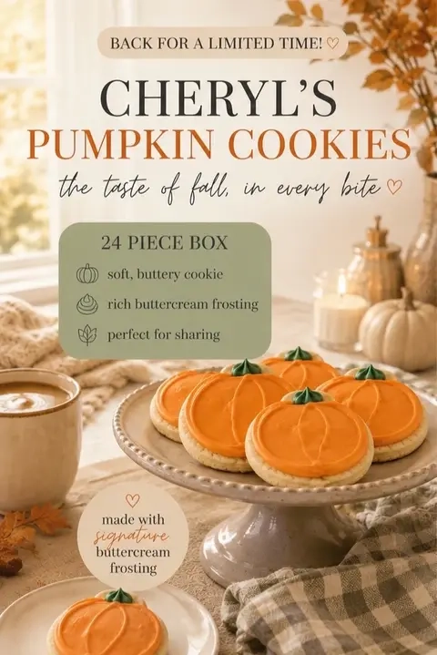 Every year these sell so quickly, so I bought mine early and I’m just going to throw them in the freezer for Thanksgiving! #viralfood #pumpkinseason #viralcookies #cherylscookies 